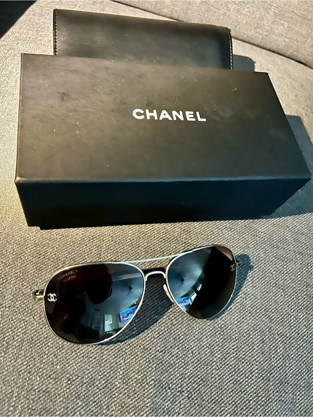 CHANEL Men's Aviator Polarised Sunglasses with Brown Lenses